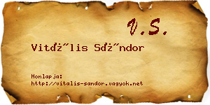 Vitális Sándor névjegykártya